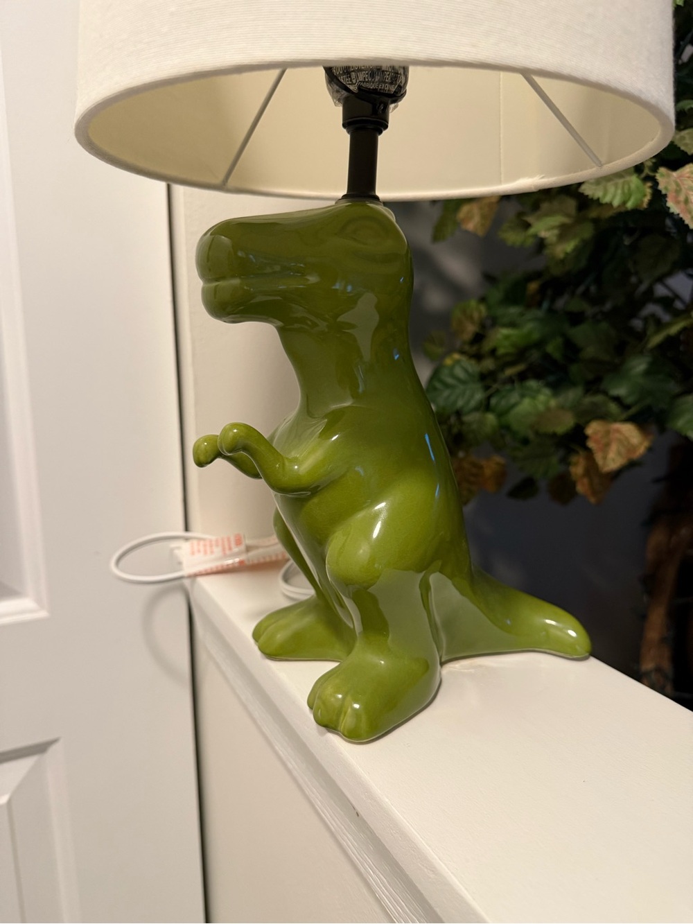 Target Green Ceramic Dinosaur Lamp with White Shade